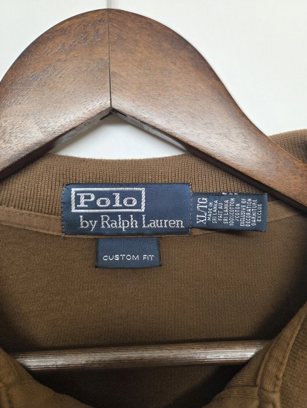 Vintage Polo Ralph Lauren Brown Shortsleeve Polo Shirt Custom Fit Men's XL
